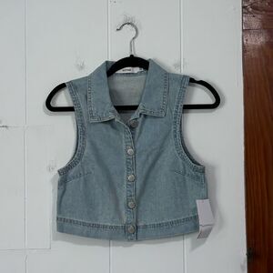 JustFab Light Wash Cropped Denim Vest NWT Size XS